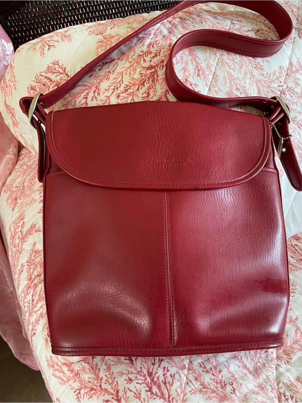 Coach Red Leather Crossbody Satchel